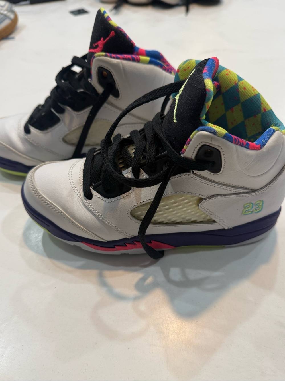 Jordan Kids White High-Top Sneakers with Multicolor Inner Lining